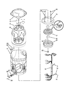 Motor, Basket And Tub Parts Diagram and Parts List for 7MMVWB950AG0  Maytag Washer