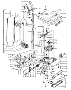 Agitator, Handle, Mainbody, Outerbag Diagram and Parts List for U4101  Hoover Upright Vacuum