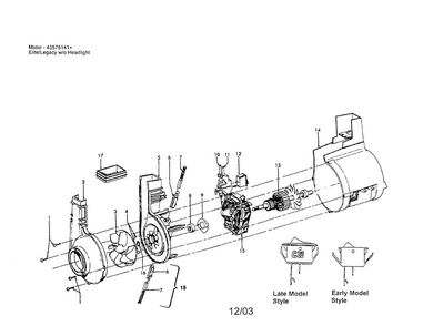 Motor Diagram and Parts List for 43576141  Hoover Upright Vacuum