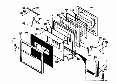 Black Glass Door-model No. 850.4237791; .4237792 Diagram and Parts List for 8504237792  Kenmore Range