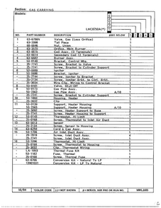 Gas Carrying Page 2 Diagram and Parts List for 8750A  Norge Dryer