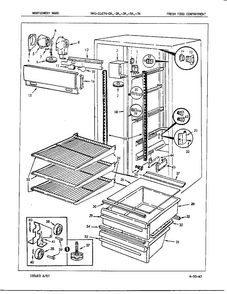 Fresh Food Compartment Diagram and Parts List for 21674A  Admiral Refrigerator