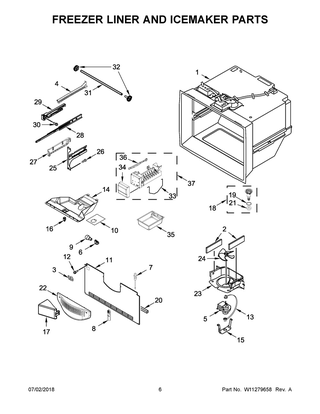 Freezer Liner And Icemaker Parts Diagram and Parts List for MFF2558FEZ02  Maytag Refrigerator