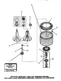 AGITATOR / DRIVE BELL / SEAL KIT / TUB & HUB Diagram and Parts List for AWM573W2  Amana Washer