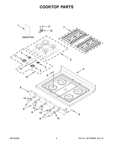 Cooktop Parts Diagram and Parts List for MGR7700LZ5  Maytag Range