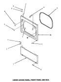 LOWER ACCESS PANEL, FRONT PANEL & SEAL Diagram and Parts List for AEM477W2  Amana Dryer