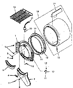 Front Bulkhead, Air Duct, Felt Seal And Cylinder Diagram and Parts List for NG8639W53921  Speed Queen Dryer