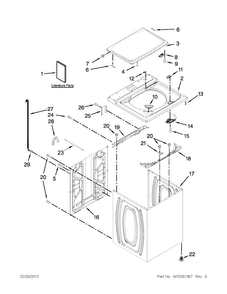 Top And Cabinet Parts Diagram and Parts List for 7MMVWC320BW0  Maytag Washer