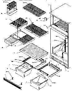 Cabinet Shelving Diagram and Parts List for TB18RL-P1184608WL  Amana Refrigerator