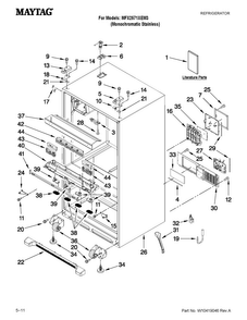 Cabinet Parts Diagram and Parts List for MFX2571XEM3  Maytag Refrigerator