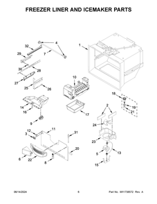 Freezer Liner And Icemaker Parts Diagram and Parts List for MRFF4136RZ01  Maytag Refrigerator