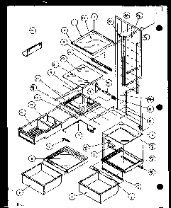 Refrigerator Shelving And Drawers Diagram and Parts List for SZD20MPL-P1120204WL  Amana Refrigerator