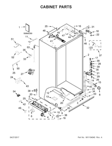 Cabinet Parts Diagram and Parts List for JS48PPDUDE01  Jenn-Air Refrigerator