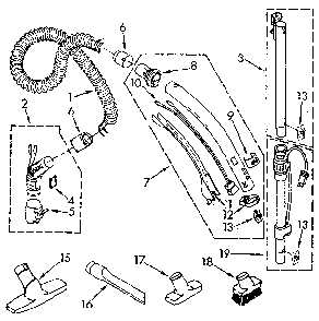 Hose And Attachment Diagram and Parts List for 1162143090  Kenmore Canister Vacuum