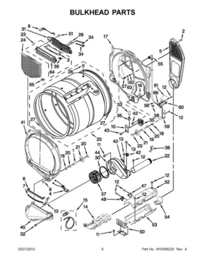 03 - Bulkhead Parts Diagram and Parts List for YMEDE301YG1  Maytag Dryer