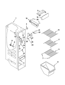 Freezer Liner Parts Diagram and Parts List for MSF22C2EXM01  Maytag Refrigerator