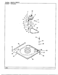 Base And Drive Parts Diagram and Parts List for 6640A REV K Norge Washer