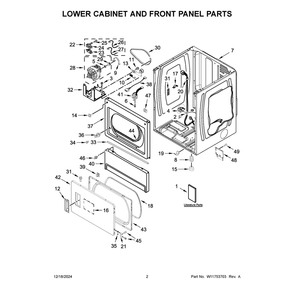 Lower Cabinet And Front Panel Parts Diagram and Parts List for MLE26PRFZW0  Maytag Dryer