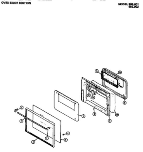 04 - Oven Door Section Diagram and Parts List for 989001  Litton Range
