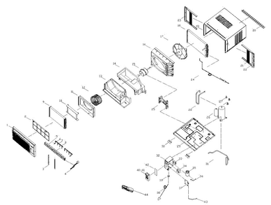 Cabinet Parts Diagram and Parts List for AAW-08DR1FHU  Admiral Air Conditioner
