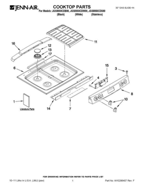 01 - Cooktop Parts Diagram and Parts List for JGS8850CDS00  Jenn-Air Range