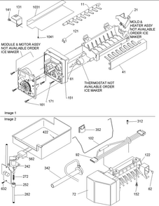 Ice Maker Assy & Parts Diagram and Parts List for BX518VE-P1324301WE  Amana Refrigerator
