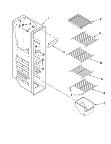 Freezer Liner Parts Diagram and Parts List for MSB2554AEY02  Maytag Refrigerator