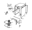 CABINET / HEATING ELEMENT / FILTER PARTS Diagram and Parts List for ASU9000CBS P1182609W Amana Dishwasher
