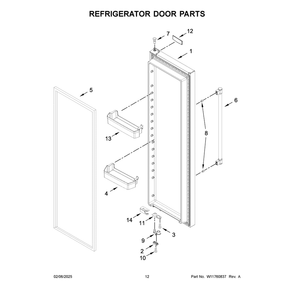 Refrigerator Door Parts Diagram and Parts List for MRSC6636RZ00  Maytag Refrigerator