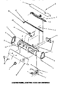 Graphic Panel, Control Hood & Controls Diagram and Parts List for LEM847W P1176709WW Amana Dryer