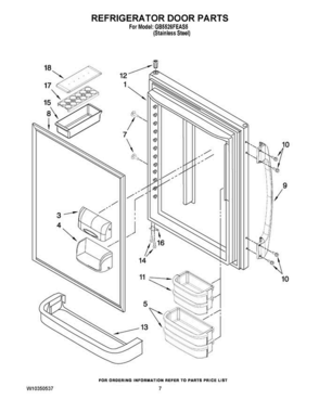 04 - Refrigerator Door Parts Diagram and Parts List for GB5526FEAS5  Maytag Refrigerator