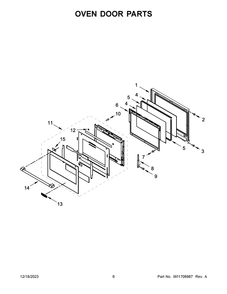 Oven Door Parts Diagram and Parts List for MOES6030LZ01  Maytag Wall Oven