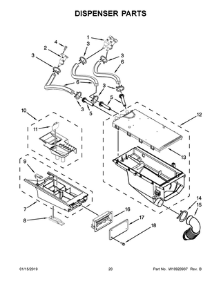 Part Location Diagram of W11215543 Whirlpool RETAINER
