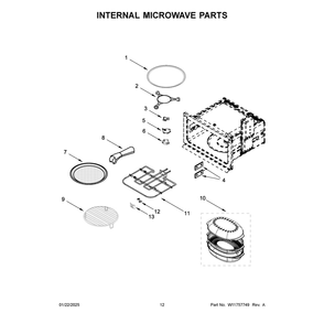 Internal Microwave Parts Diagram and Parts List for JOECC730RM00  Jenn-Air Microwave Oven Combo