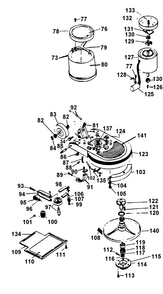 Mainbody, Motor, Gears Diagram and Parts List for F7091  Hoover Carpet Cleaner