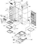 REF \ FZ SHELVES, LIGHT, AND HINGES Diagram and Parts List for SRDE27S3E P1190602W E Amana Refrigerator