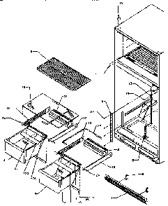 Cabinet Shelving Diagram and Parts List for TG18S3L-P1194601W  Amana Refrigerator