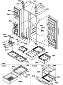 REF \ FZ SHELVES, LIGHTS, & HINGES Diagram and Parts List for SSD21SW P1193908W W Amana Refrigerator