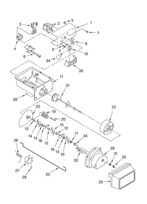 Motor And Ice Container Parts Diagram and Parts List for ASD2524VEB00  Amana Refrigerator
