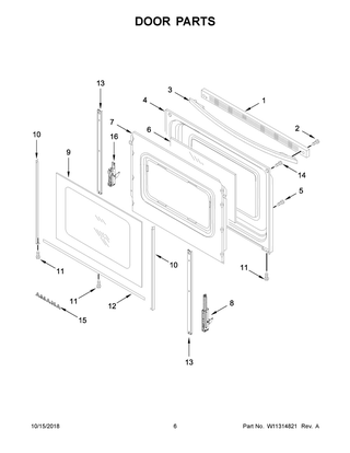 Door Parts Diagram and Parts List for AER6303MFB2  Maytag Range