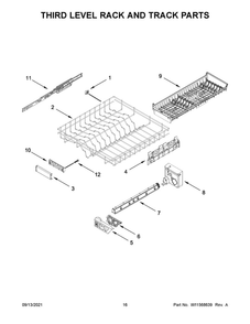 Third Level Rack And Track Parts Diagram and Parts List for JDPSS246LM0  Maytag Dishwasher