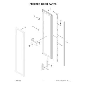 Freezer Door Parts Diagram and Parts List for JBZFL30IGX20  Jenn-Air Freezer