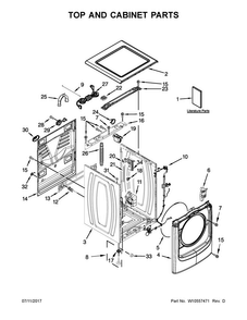 Top And Cabinet Parts Diagram and Parts List for MHW8000AW0  Maytag Washer