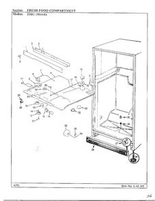 Fresh Food Compartment Diagram and Parts List for 19814-0A  Admiral Refrigerator