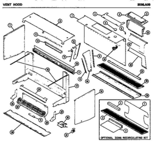 06 - Vent Hood Diagram and Parts List for 3036A00  Litton Microwave