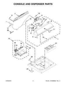 Console And Dispenser Parts Diagram and Parts List for MVWB755DW1  Maytag Washer