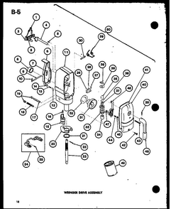 Wringer Drive Assembly Diagram and Parts List for TWA-200 P75753-1W Amana Washer