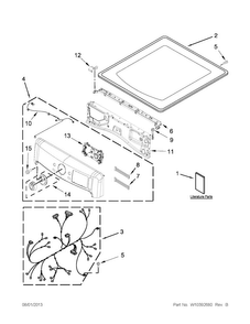 Top And Console Parts Diagram and Parts List for MED9000YG0  Maytag Dryer