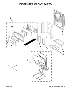 Dispenser Front Parts Diagram and Parts List for AFI2539ERB01  Amana Refrigerator