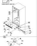 LADDERS, LOWER CABINET AND ROLLERS Diagram and Parts List for THI21TL P1302602W L Amana Refrigerator